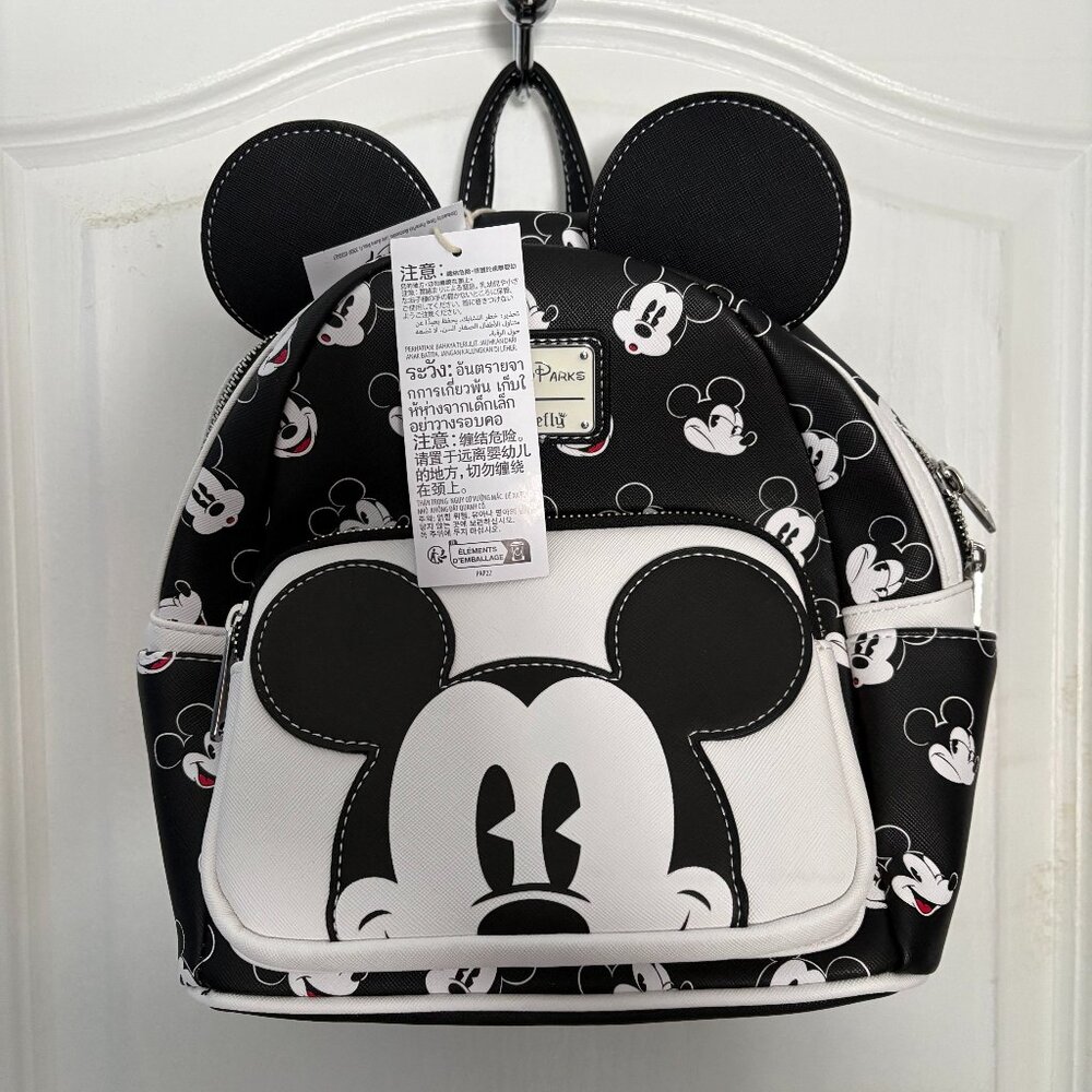 Loungefly Disney Parks Mickey Mouse AOP Faces Expressions Ears Mini Backpack